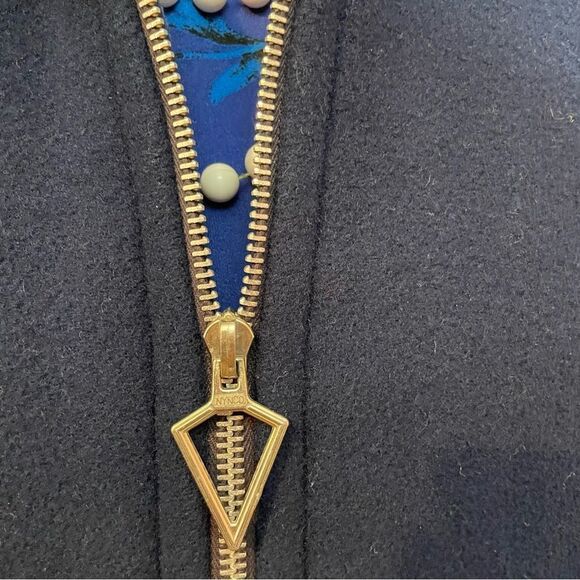 Vintage 1960s Unique Navy Blue and Silver 100% Wool Overcoat - Picture 13 of 16